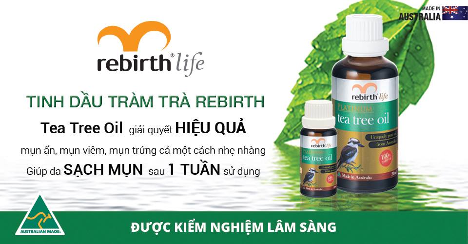 Tinh dầu tràm trà chấm mụn Rebirth Life 50ml