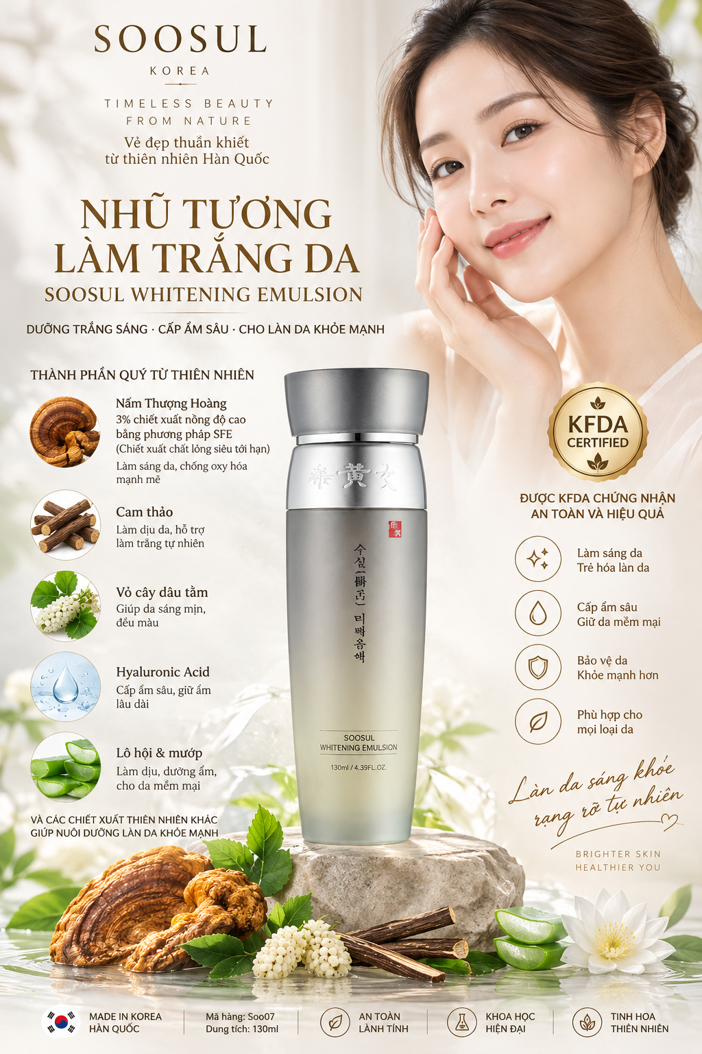Soosul Whitening Emulsion - Nhũ tương làm trắng da Soosul